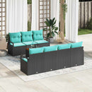 Havesofa Sæt med pude 8 pcs Sort polyrattan