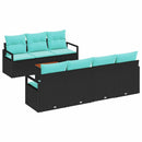 Havesofa Sæt med pude 8 pcs Sort polyrattan