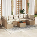 Havesofa Sæt med pude 8 pcs Beige polyrattan