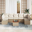 Havesofa Sæt med pude 8 pcs Beige polyrattan