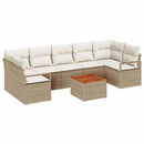 Havesofa Sæt med pude 8 pcs Beige polyrattan