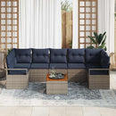 Havesofa Sæt med pude 8 pcs Grå polyrattan