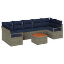 Havesofa Sæt med pude 8 pcs Grå polyrattan