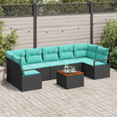 Havesofa Sæt med pude 8 pcs Sort polyrattan