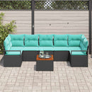 Havesofa Sæt med pude 8 pcs Sort polyrattan