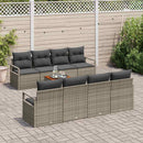 Havesofa Sæt med pude 9 pcs Grå polyrattan