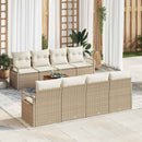 Havesofa Sæt med pude 9 pcs Beige polyrattan