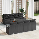 Havesofa Sæt med pude 9 pcs Sort polyrattan