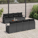 Havesofa Sæt med pude 9 pcs Sort polyrattan