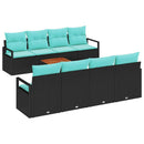 Havesofa Sæt med pude 9 pcs Sort polyrattan