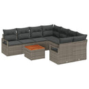 Havesofa Sæt med pude 9 pcs Grå polyrattan