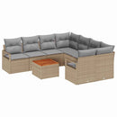 Havesofa Sæt med pude 9 pcs Beige polyrattan