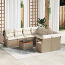 Havesofa Sæt med pude 9 pcs Beige polyrattan