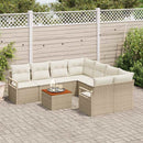 Havesofa Sæt med pude 9 pcs Beige polyrattan