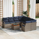Havesofa Sæt med pude 9 pcs Grå polyrattan