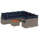 Havesofa Sæt med pude 9 pcs Grå polyrattan