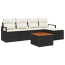 Havesofa Sæt med pude 6 pcs Sort polyrattan