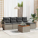 Havesofa Sæt med pude 6 pcs Grå polyrattan