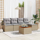 Havesofa Sæt med pude 6 pcs Beige polyrattan