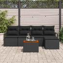 Havesofa Sæt med pude 6 pcs Sort polyrattan