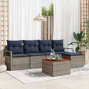 Havesofa Sæt med pude 6 pcs Grå polyrattan