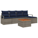 Havesofa Sæt med pude 6 pcs Grå polyrattan
