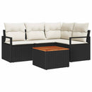Havesofa Sæt 5 stk. Sort polyrattan