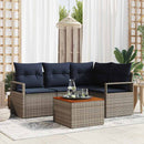 Havesofa Sæt med pude 5 pcs Grå polyrattan