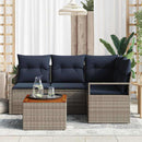 Havesofa Sæt med pude 5 pcs Grå polyrattan