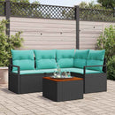 Havesofa Sæt med pude 5 pcs Sort polyrattan