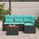 Havesofa Sæt med pude 5 pcs Sort polyrattan