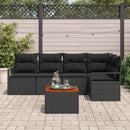 Havesofa Sæt med pude 6 pcs Sort polyrattan