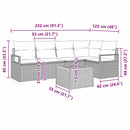 Havesofa Sæt med pude 6 pcs Sort polyrattan