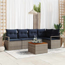 Havesofa Sæt med pude 6 pcs Grå polyrattan