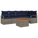 Havesofa Sæt med pude 6 pcs Grå polyrattan