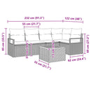 Havesofa Sæt med pude 6 pcs Grå polyrattan