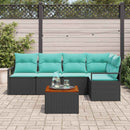 Havesofa Sæt med pude 6 pcs Sort polyrattan