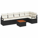Havesofa Sæt med pude 7 pcs Sort polyrattan