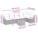 Havesofa Sæt med pude 7 pcs Sort polyrattan