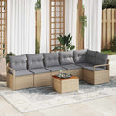 Havesofa Sæt med pude 7 pcs Beige polyrattan