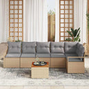 Havesofa Sæt med pude 7 pcs Beige polyrattan