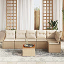 Havesofa Sæt med pude 7 pcs Beige polyrattan