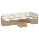 Havesofa Sæt med pude 7 pcs Beige polyrattan
