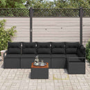 Havesofa Sæt med pude 7 pcs Sort polyrattan