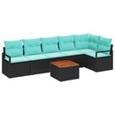 Havesofa Sæt med pude 7 pcs Sort polyrattan
