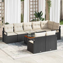 Havesofa Sæt med pude 9 pcs Sort polyrattan