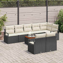 Havesofa Sæt med pude 9 pcs Sort polyrattan