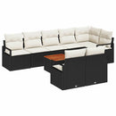 Havesofa Sæt med pude 9 pcs Sort polyrattan