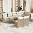 Havesofa Sæt med pude 9 pcs Beige polyrattan