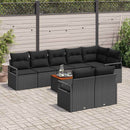 Havesofa Sæt med pude 9 pcs Sort polyrattan